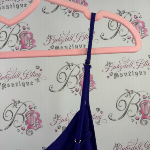 Floreat loved by Anthropologie tank top royal purple velvet velour detail neck - Picture 8 of 8